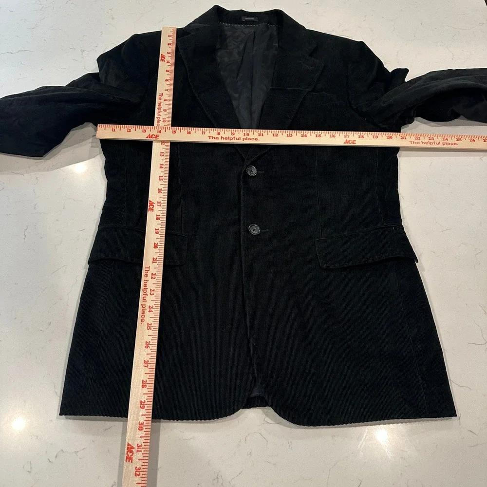 Express Design Studio Mens Black Corduroy Blazer 2 Button Sport Coat 38R
